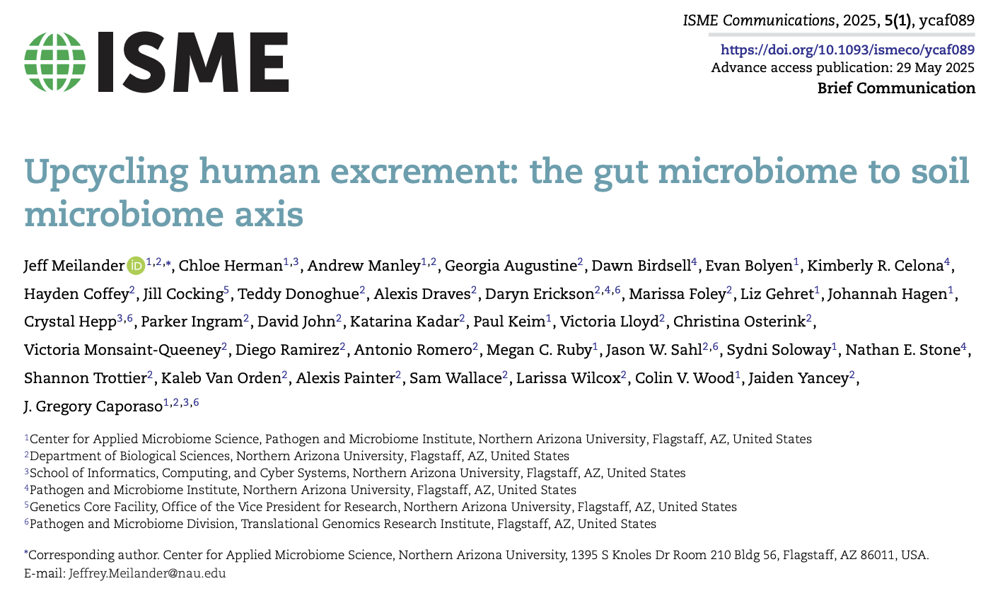 Upcycling human excrement: the gut microbiome to soil microbiome axis